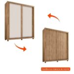 Roupeiro Zurique 2 Pts correr c/ Pés Carvalho - Imagem 3