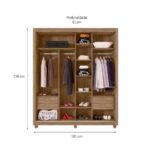 Roupeiro Zurique 2 Pts correr c/ Pés Carvalho - Imagem 4