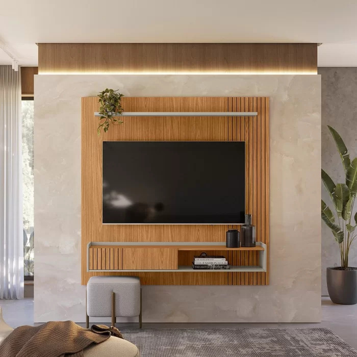 15284887091-painel-home-linea-dublin-nature.jpeg Painel Home p/ TV até 65" Dublin 1,60 Nature/ Off White - Imagem 1