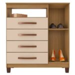 Cômodas Sapateira 1P/4G Modena Carvalho/Off  c/Pés - Imagem 3