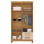 Guarda Roupa 4 Portas Modena c/Pés Carvalho Americano/Off White - Imagem 2