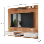 Painel Atlas + Bancada Atlas 1,83 p/TV 70" Jequitiba/Off White - Imagem 2