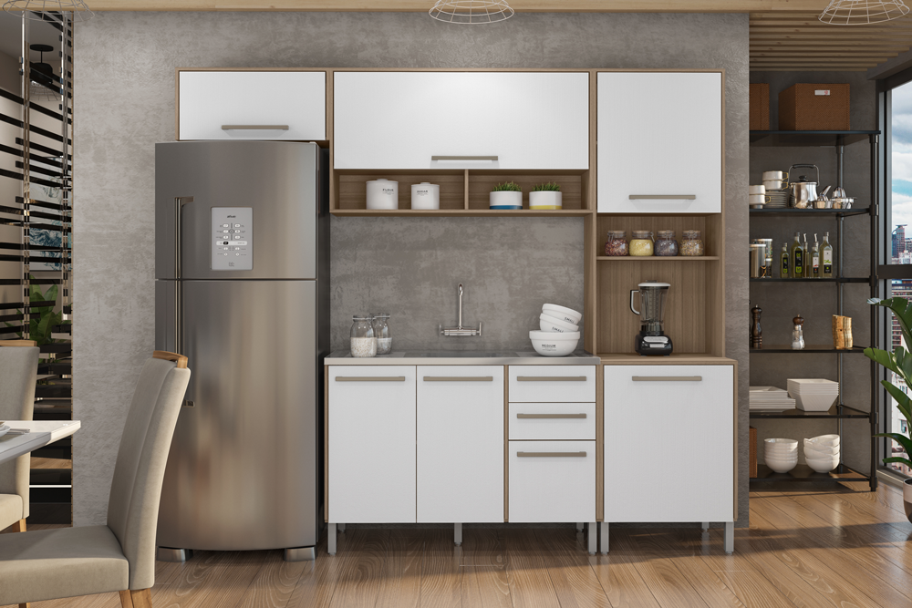 15128887893-cozinha-innova-montana-branco-amadeirado02bling.png Compo 02- Cozinha modulada Esmeralda 4 Peças Mel/Branco (2.70/2.71/2.73/2.74) - Imagem 1