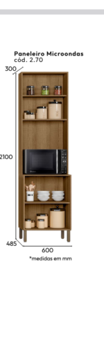 Paneleiro Microondas 600 Esmeralda Mel/Cinza - Imagem 2