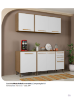 Compo 03- Cozinha modulada Esmeralda 4 Peças Mel/Branco (2.71/2.72/2.74/2.75)
