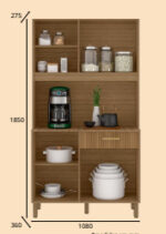 Kit Cozinha Jade 1,08 larg Mel/Rip./Cinza - Imagem 2