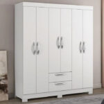 Guarda Roupa 6 Portas 2 Gav. Ref.1496 c/Pés Branco/Flex - Imagem 2