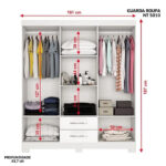 Guarda Roupa 6 Portas 2 Gav. Ref.1496 c/Pés Branco/Flex - Imagem 3