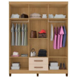 Guarda Roupa 6 Portas 2 Gav. Ref.1496 c/Pés Carvalho/Off White - Imagem 3