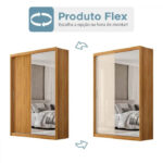 Guarda Roupa Dalila 3 Portas Correr 4Gav 5Prat c/Espelho c/Pés Cinamon/Off - Imagem 2