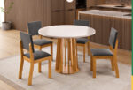 Sala Versalhes 90x90 C/4 Cad. Sol Mel/Blonde Tc.Linho Bronza