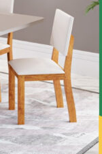Sala Florida T/Vidro 1.60x0.80 c/ 6 cad. Bela Mel/Bronde Off White- Tc. Linho Inox - Imagem 3